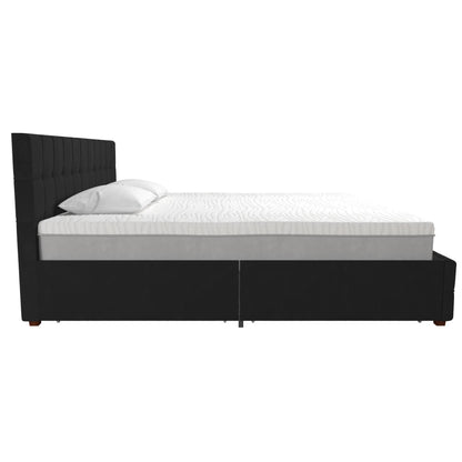 King Upholstered Bed With Storage - Black