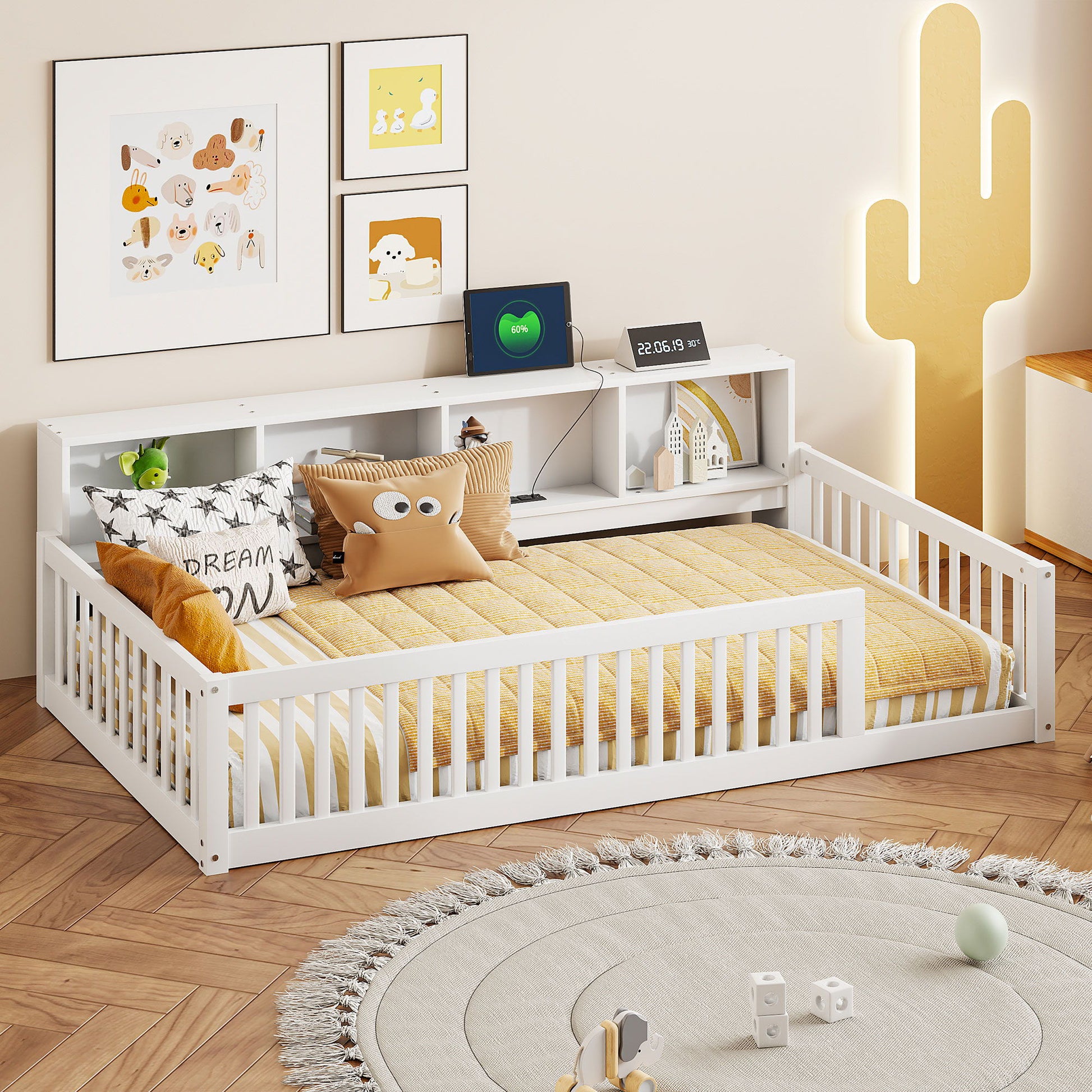 Floor Bed With Storage Cabinets And USB Ports - The Sleep Loft - Online Mattress Showroom NYC