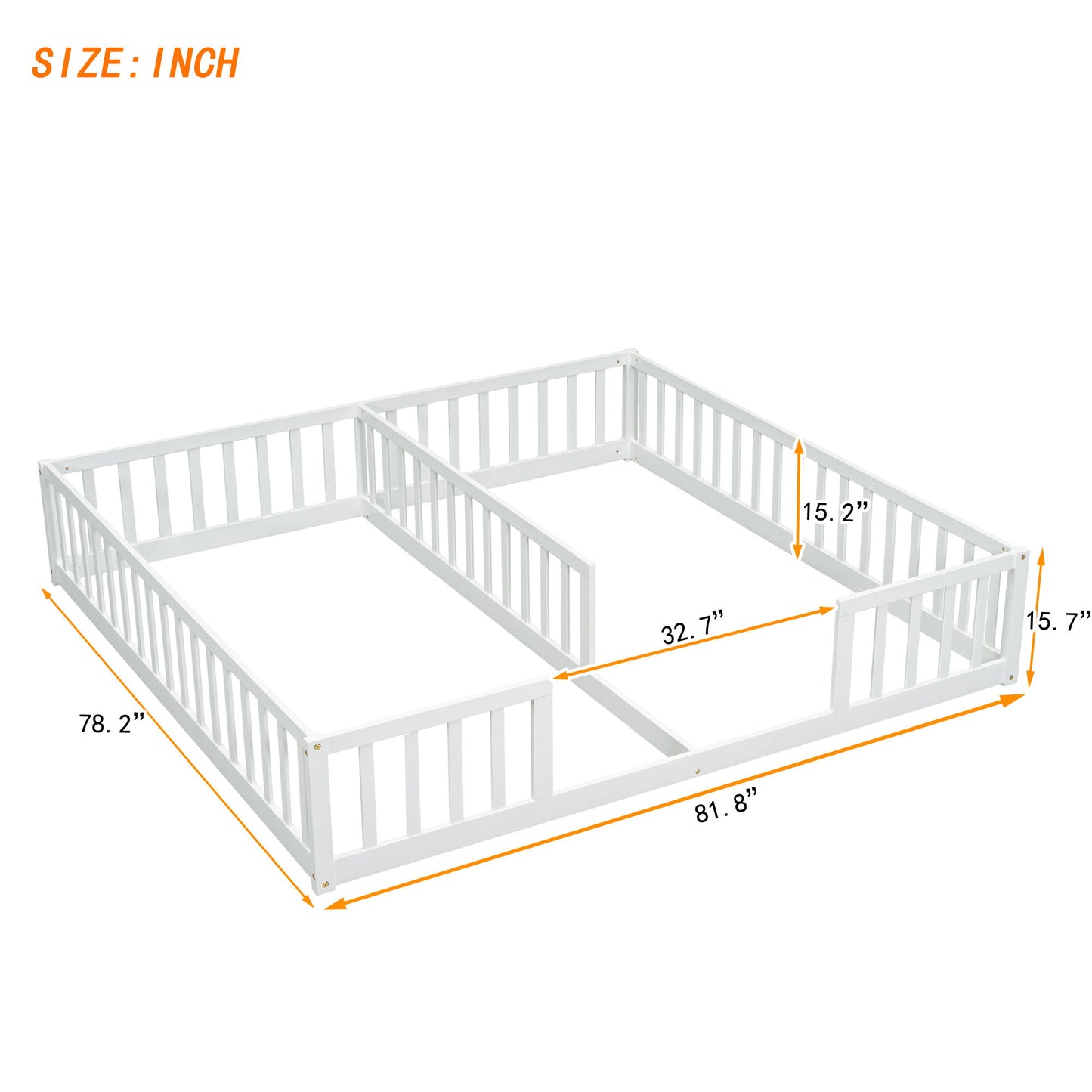 Double Floor Bed With Fence, Guardrails, Without Door - The Sleep Loft - Online Mattress Showroom NYC