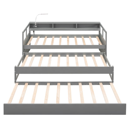 Daybed With 2 Trundles, 3 Storage Cubbies, Built In USB Charging Light - The Sleep Loft - Online Mattress Showroom NYC