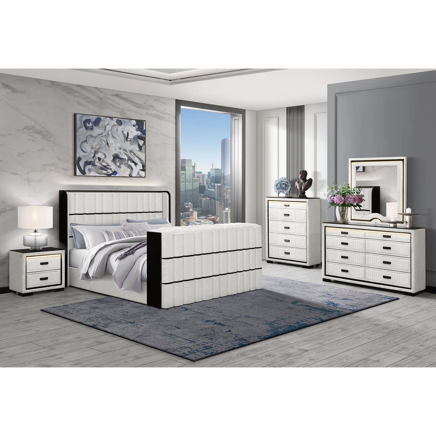 Isaiah - Nightstand With Upholstered Frame - The Sleep Loft - Online Mattress Showroom NYC