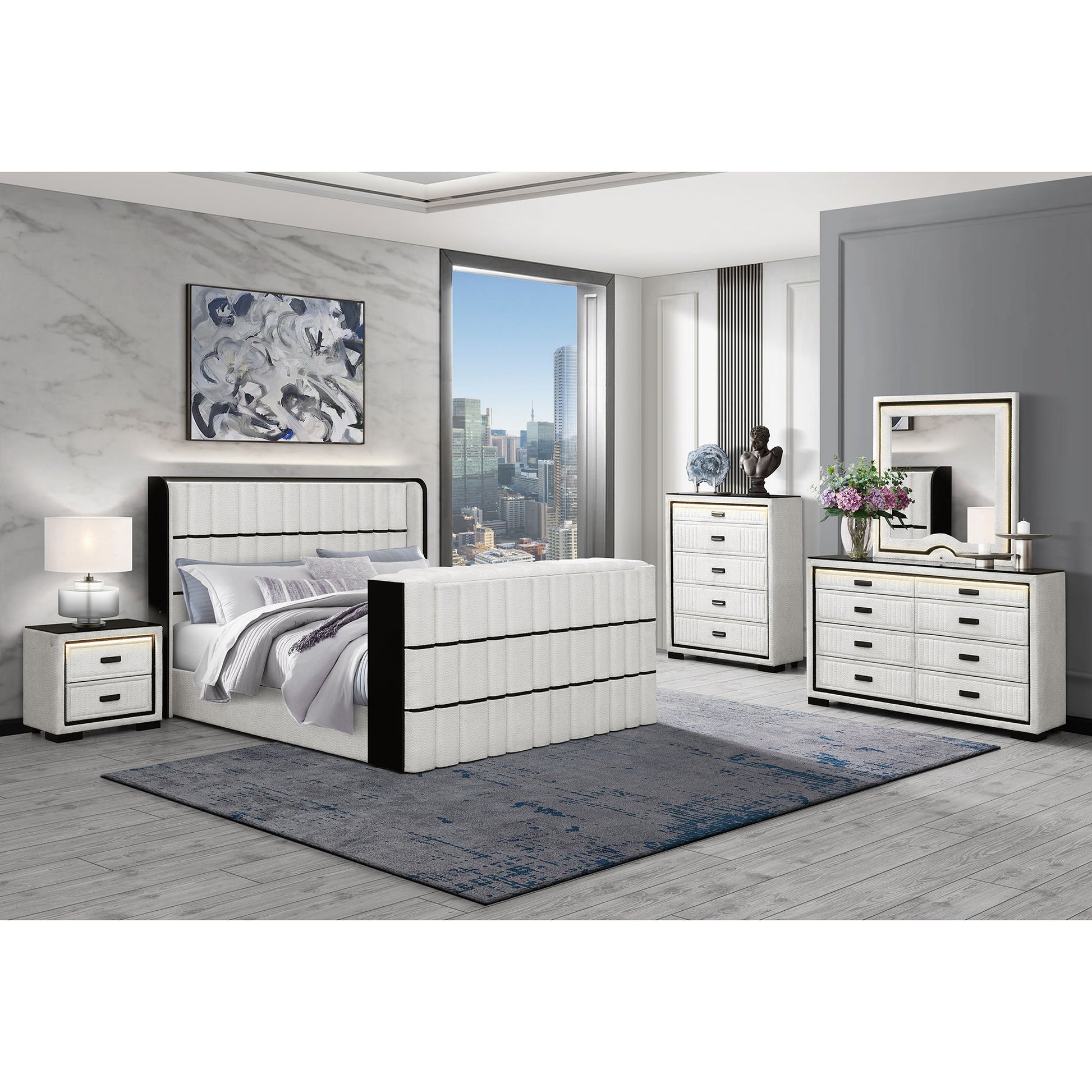Isaiah - Nightstand With Upholstered Frame - The Sleep Loft - Online Mattress Showroom NYC