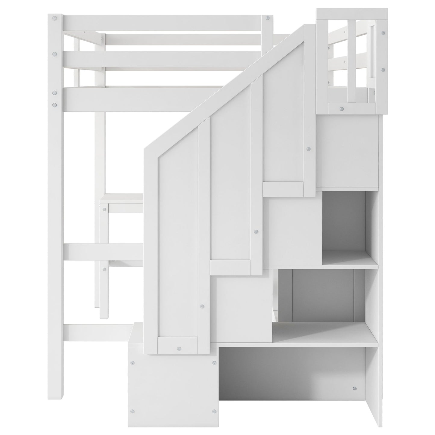 Loft Bed & L Shaped Desk, Drawers, Cabinet, And Storage Staircase - The Sleep Loft - Online Mattress Showroom NYC