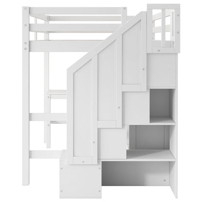 Loft Bed & L Shaped Desk, Drawers, Cabinet, And Storage Staircase - The Sleep Loft - Online Mattress Showroom NYC