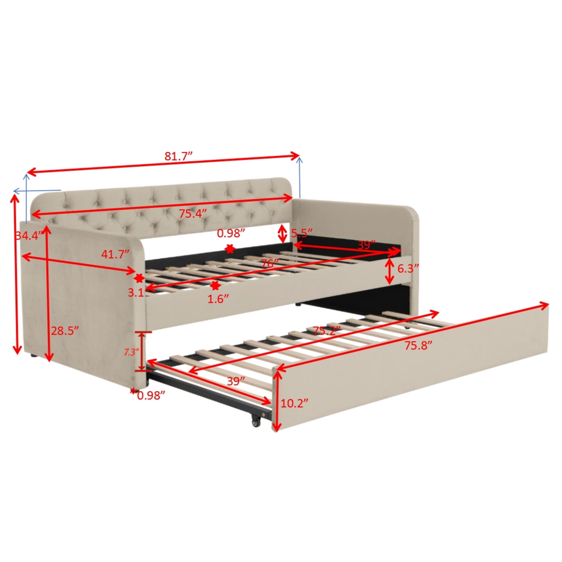Upholstered Daybed With Trundle And USB Charging Design - The Sleep Loft - Online Mattress Showroom NYC