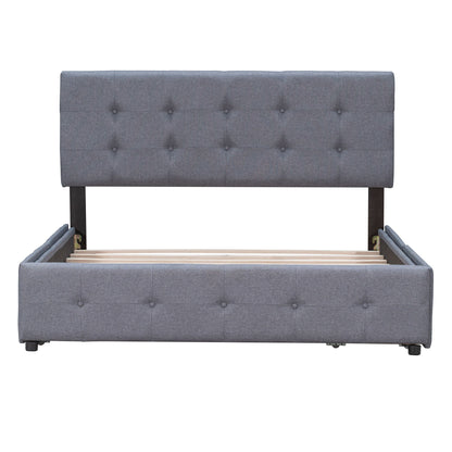 Upholstered Platform Bed With Classic Headboard And Drawers, No Box Spring Needed - The Sleep Loft - Online Mattress Showroom NYC