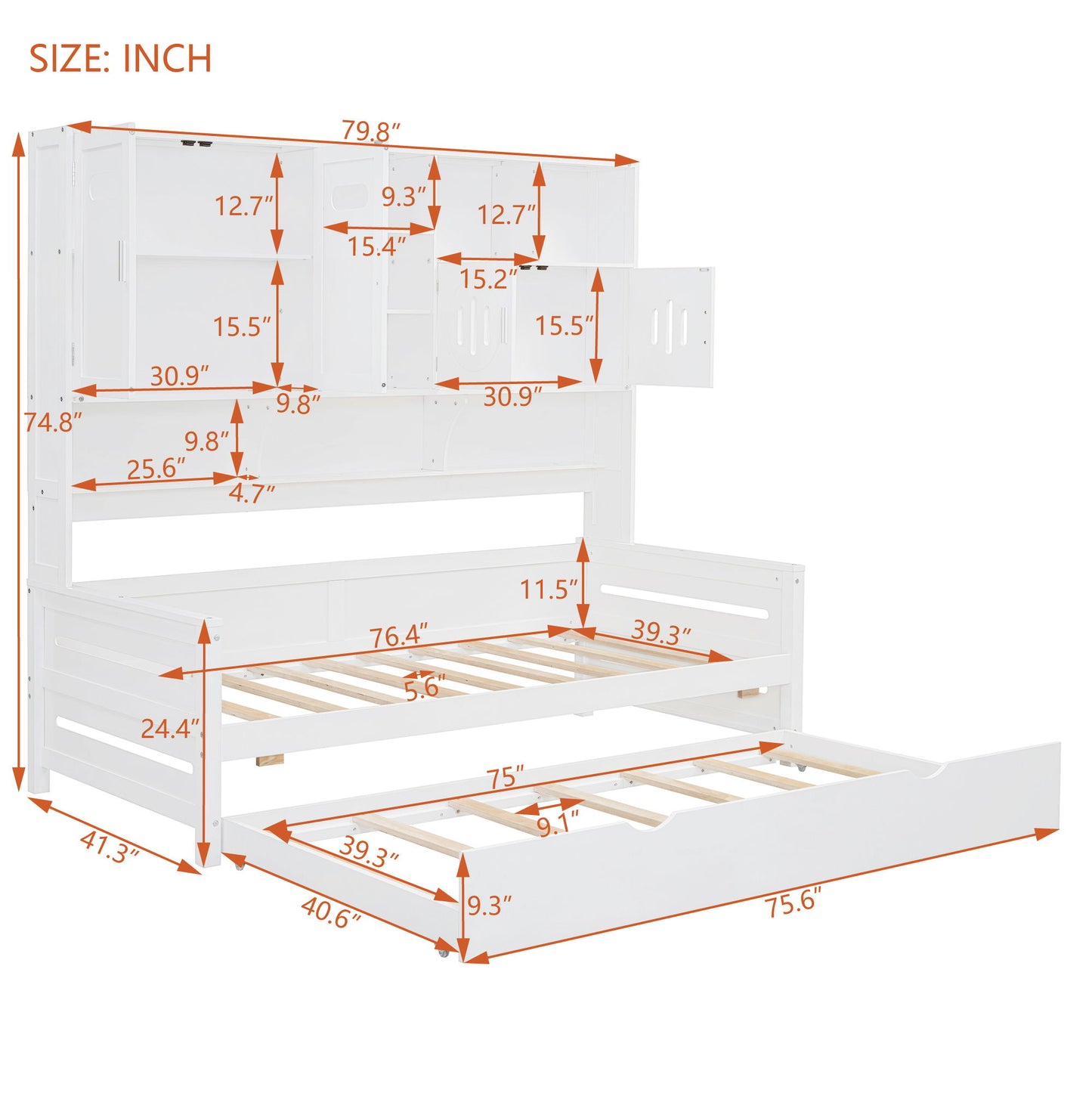 Daybed With All-In-One Cabinet And Shelf - The Sleep Loft - Online Mattress Showroom NYC
