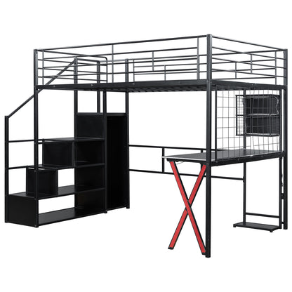 Loft Bed With Built In Work Station, Wardrobe, Storage Staircase And LED - The Sleep Loft - Online Mattress Showroom NYC