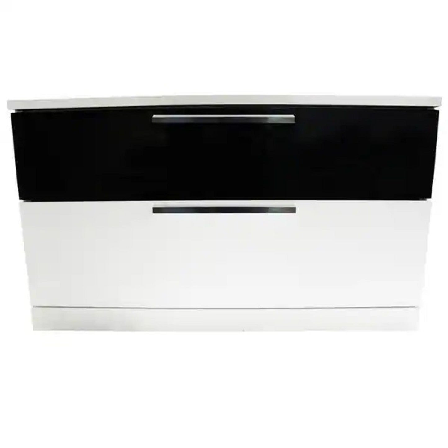 2 Drawer Nightstand, Bedside Table - White / Black
