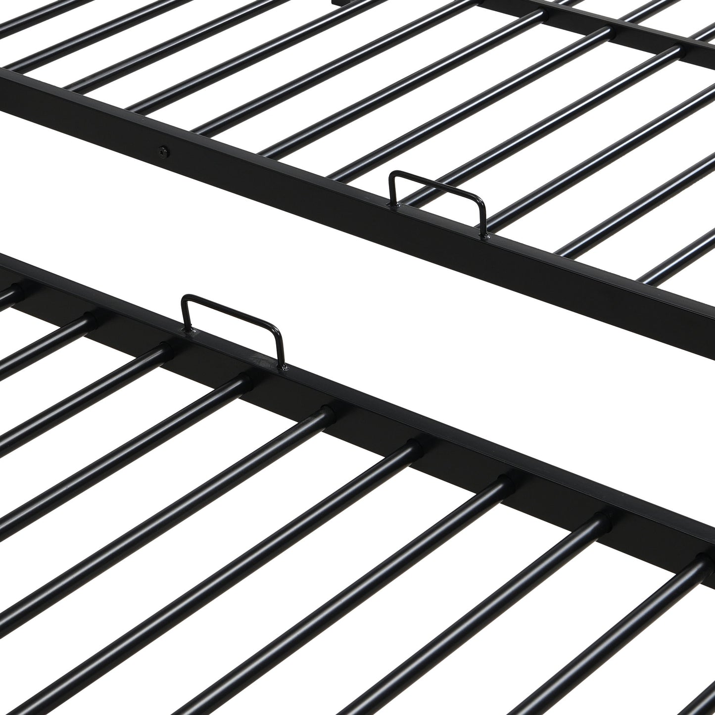 Modern Metal Triple Bunk Bed With Vertical Ladder, Safety Rail, And Storage Shelf - Black - The Sleep Loft - Online Mattress Showroom NYC