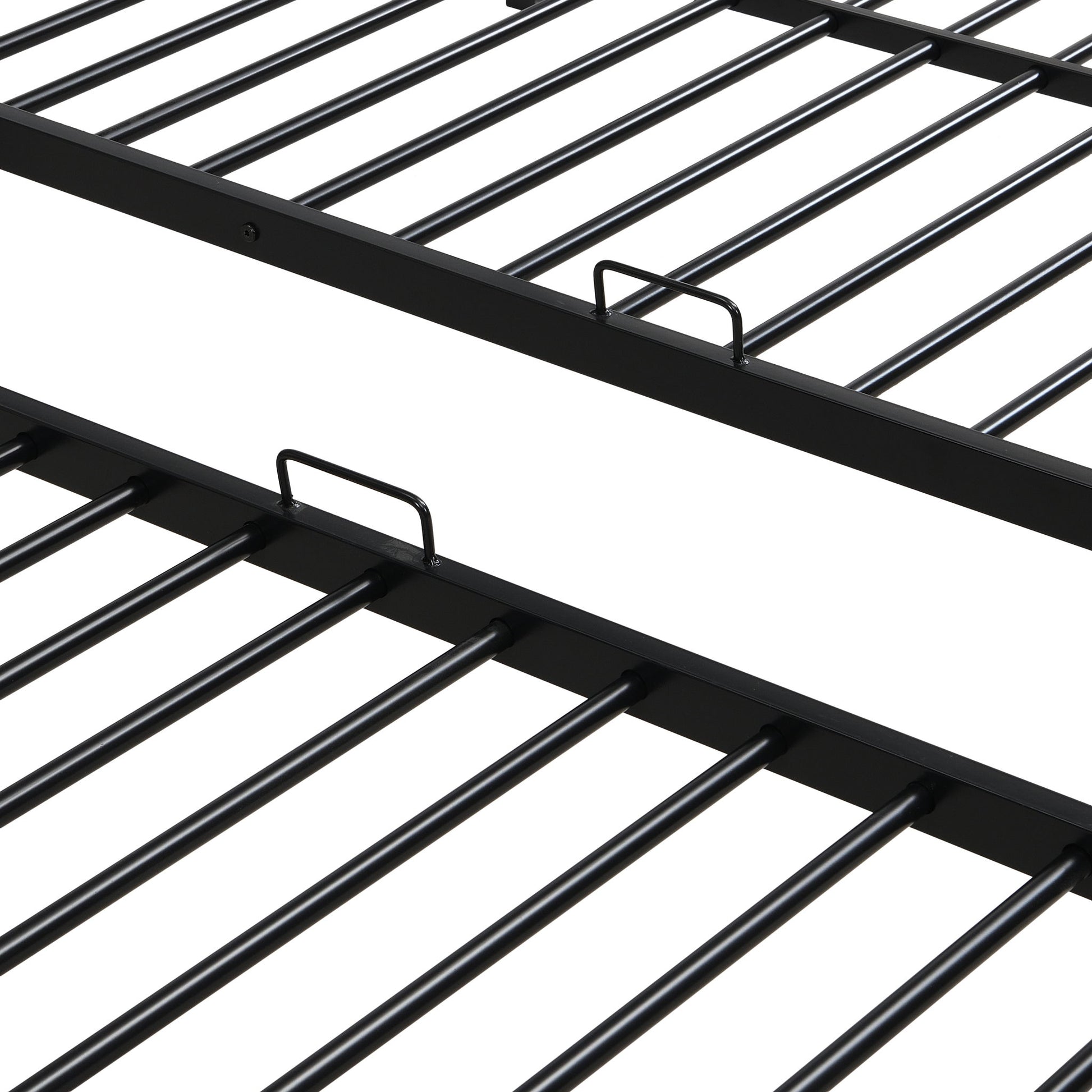 Modern Metal Triple Bunk Bed With Vertical Ladder, Safety Rail, And Storage Shelf - Black - The Sleep Loft - Online Mattress Showroom NYC