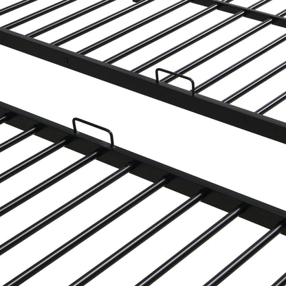 Modern Metal Triple Bunk Bed With Vertical Ladder, Safety Rail, And Storage Shelf - Black - The Sleep Loft - Online Mattress Showroom NYC