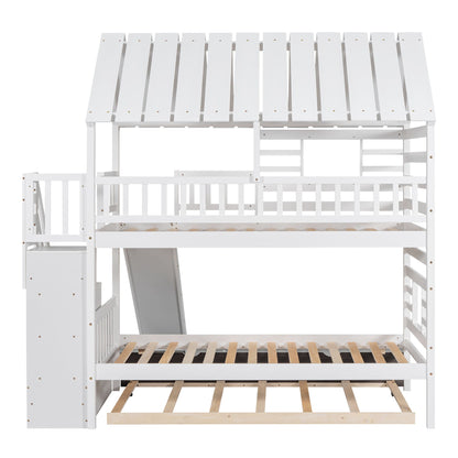 House Bunk Bed With Trundle, Storage Staircase, Roof And Window Design - The Sleep Loft - Online Mattress Showroom NYC