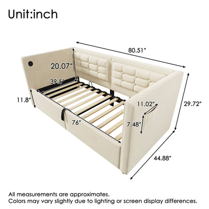 Upholstered Hydraulic Storage Daybed With USB & Type C Charging - The Sleep Loft - Online Mattress Showroom NYC