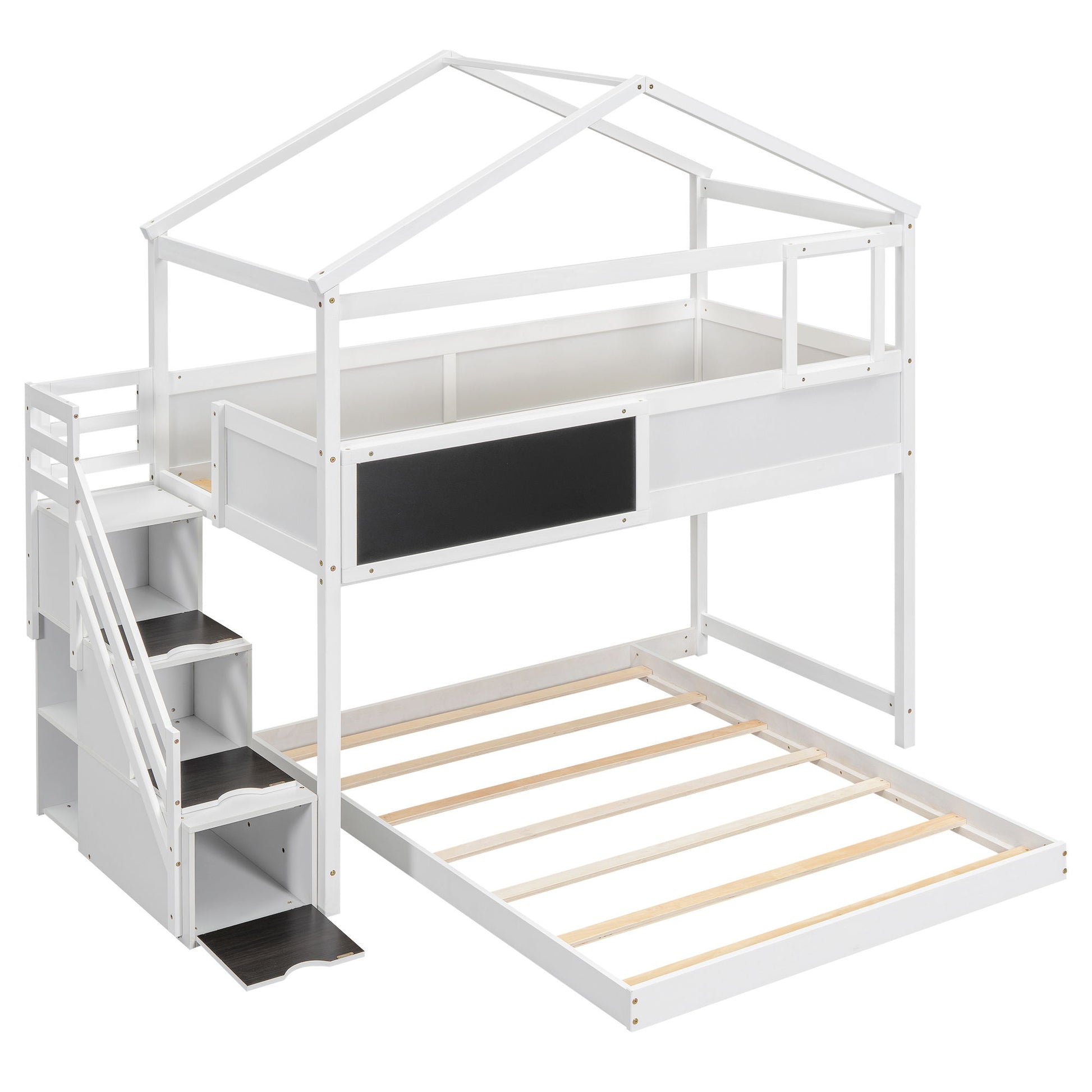 House Style Bunk Bed With Storage Staircase And board - The Sleep Loft - Online Mattress Showroom NYC