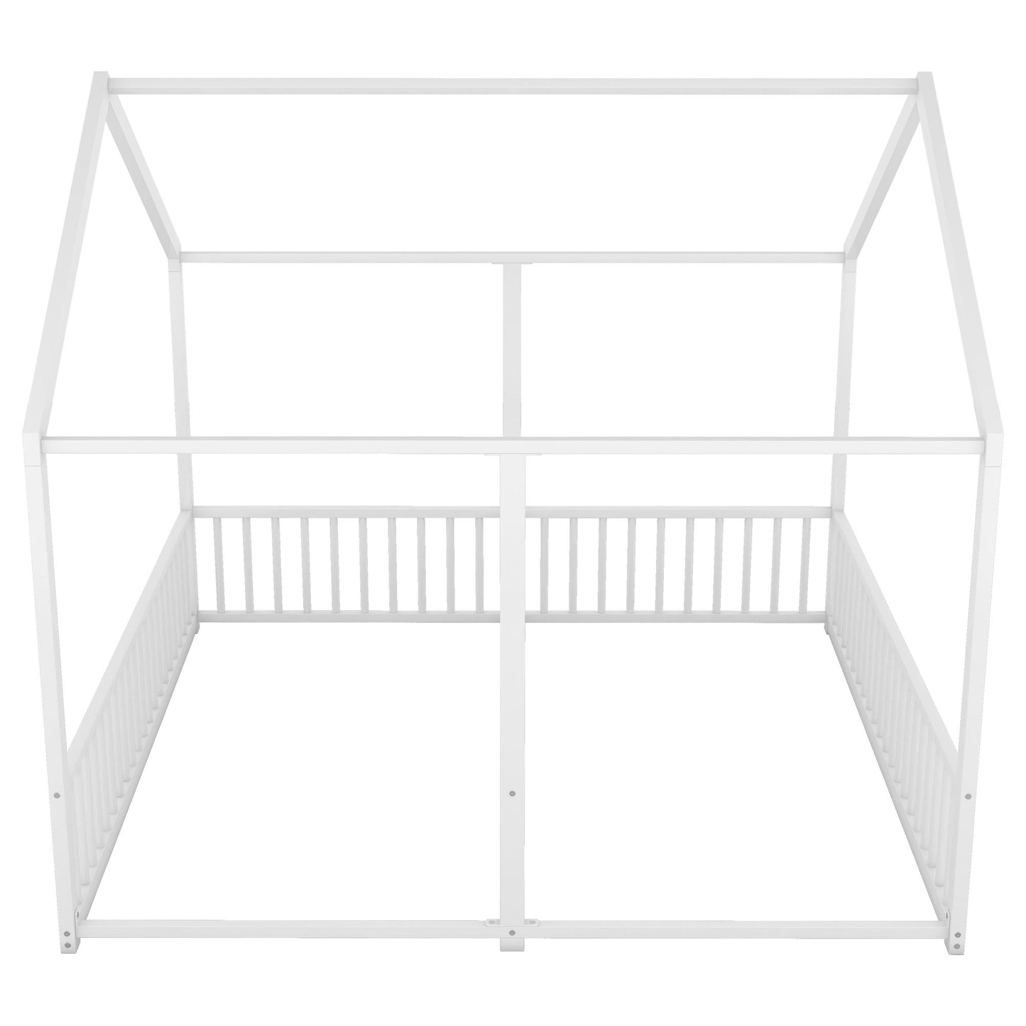 Metal Twin Size House Platform Beds 2 Shared Beds - Antique White - The Sleep Loft - Online Mattress Showroom NYC