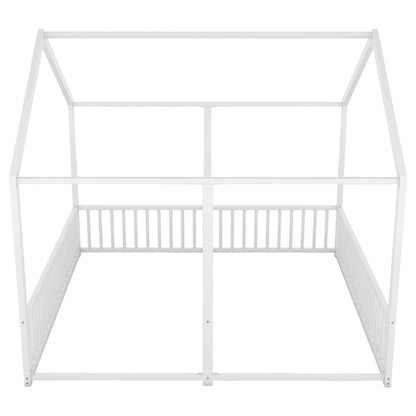Metal Twin Size House Platform Beds 2 Shared Beds - Antique White - The Sleep Loft - Online Mattress Showroom NYC