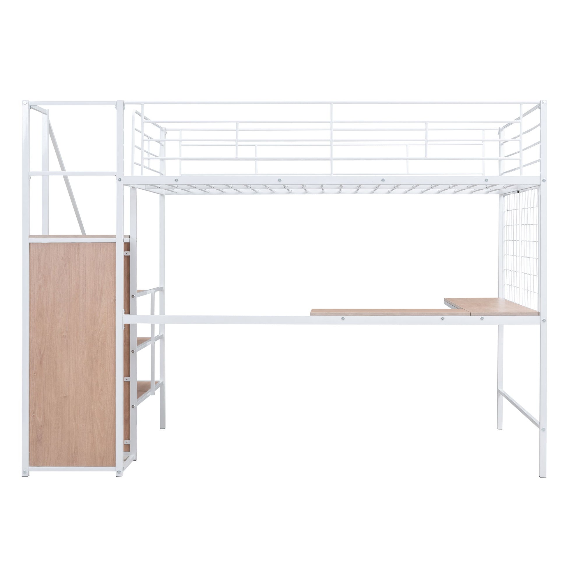 Loft Bed With Desk And Grid, Stylish Frame With Lateral Storage Ladder And Wardrobe - The Sleep Loft - Online Mattress Showroom NYC