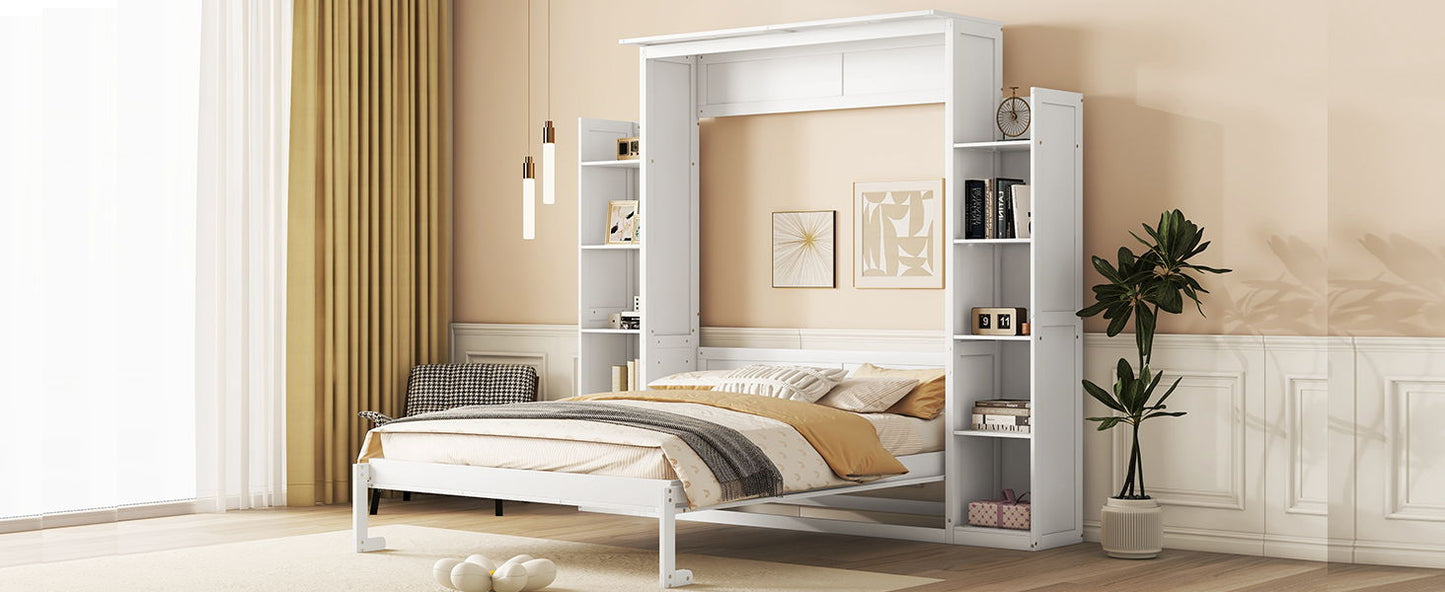 Wall Murphy Bed With Shelves And LED Lights - The Sleep Loft - Online Mattress Showroom NYC