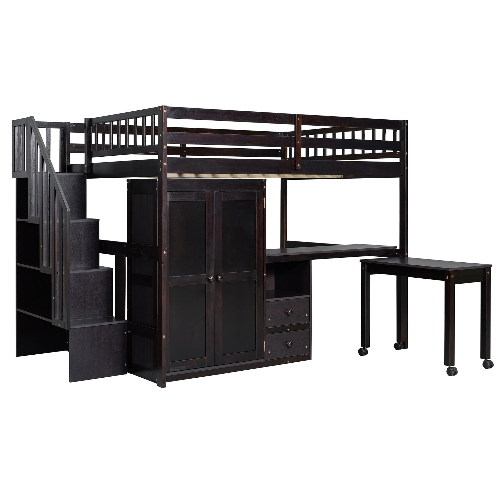 Loft Bed With Stairs, Bookshelf, Drawers, Desk & Wardrobe, Space Saving Multifunctional Furniture - The Sleep Loft - Online Mattress Showroom NYC