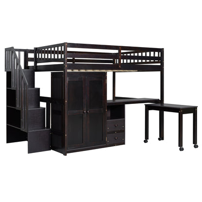 Loft Bed With Stairs, Bookshelf, Drawers, Desk & Wardrobe, Space Saving Multifunctional Furniture - The Sleep Loft - Online Mattress Showroom NYC