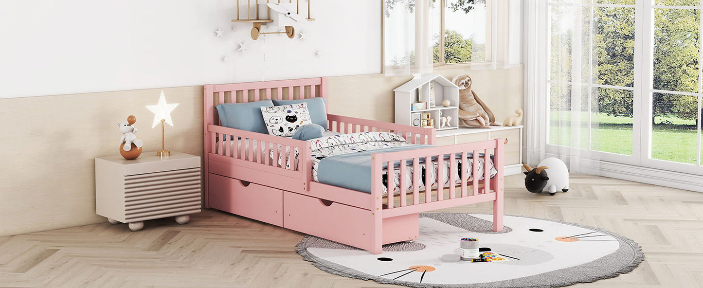 Platform Bed With Guardrails On Both Sides And 2 Storage Drawers - The Sleep Loft - Online Mattress Showroom NYC