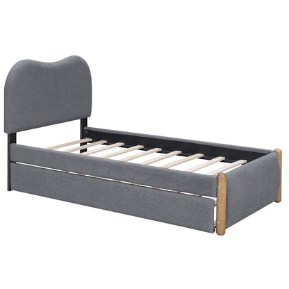 Upholstered Platform Bed With Wood Supporting Feet And Trundle - The Sleep Loft - Online Mattress Showroom NYC