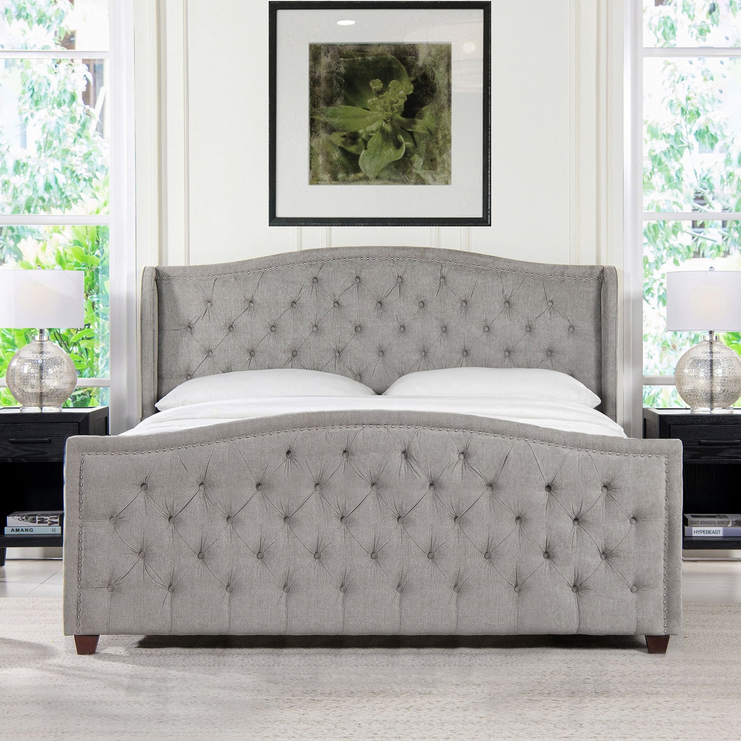 Marcella - Upholstered Shelter Headboard Bed Set - The Sleep Loft - Online Mattress Showroom NYC