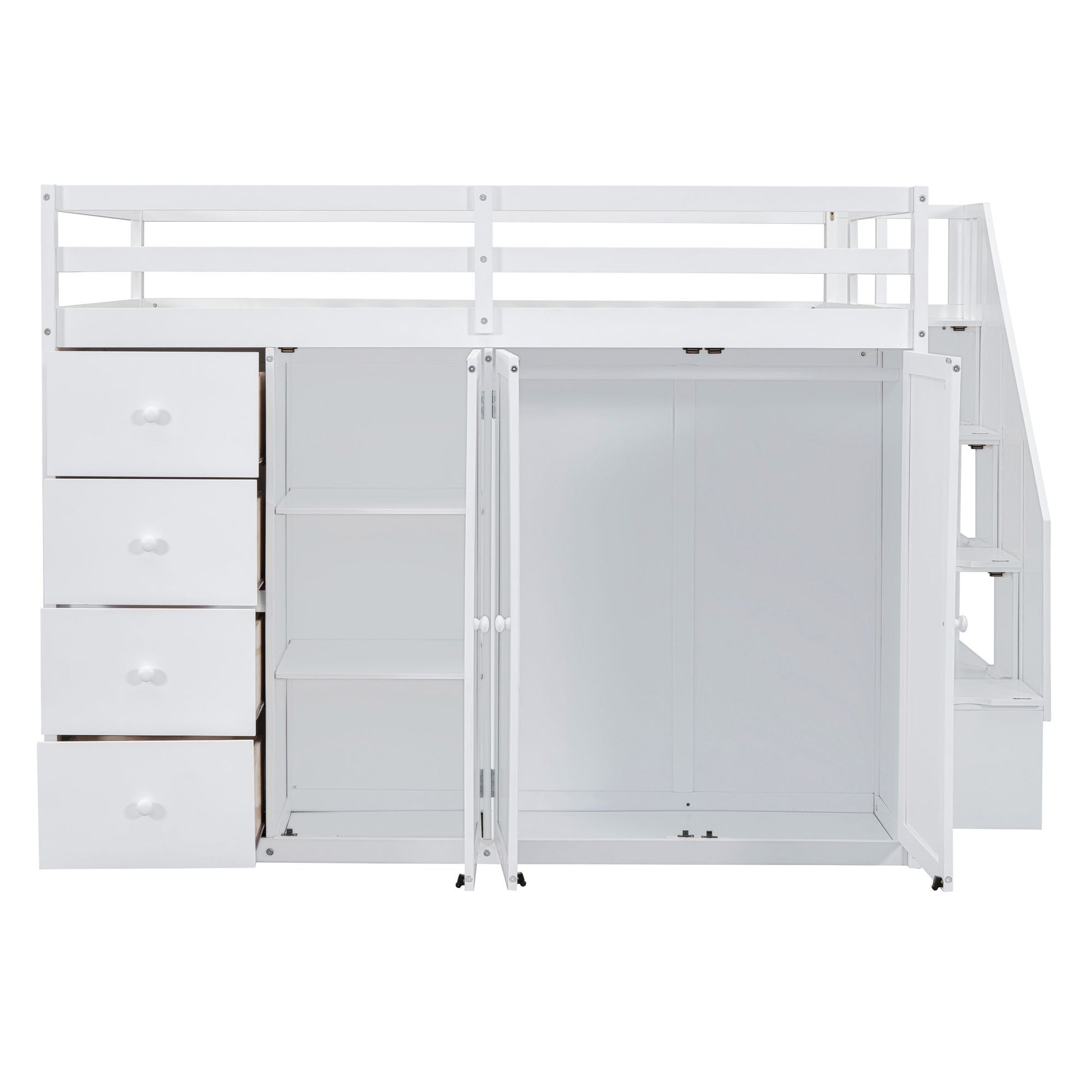Loft Bed With Built In Wardrobes, Cabinets And Drawers - The Sleep Loft - Online Mattress Showroom NYC