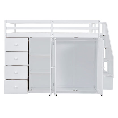 Loft Bed With Built In Wardrobes, Cabinets And Drawers - The Sleep Loft - Online Mattress Showroom NYC
