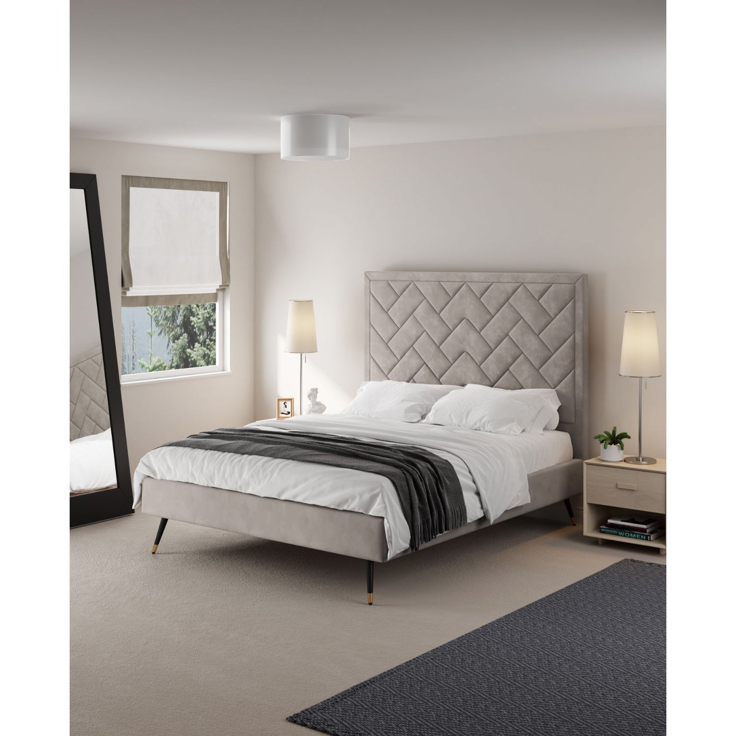 Crosby - Bed With Upholstered Headboard And Slats - The Sleep Loft - Online Mattress Showroom NYC