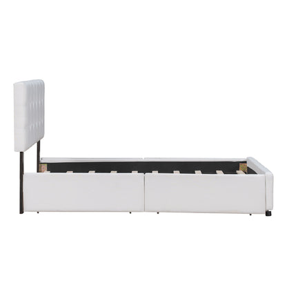 Upholstered Platform Bed With Classic Headboard And Drawers, No Box Spring Needed - The Sleep Loft - Online Mattress Showroom NYC