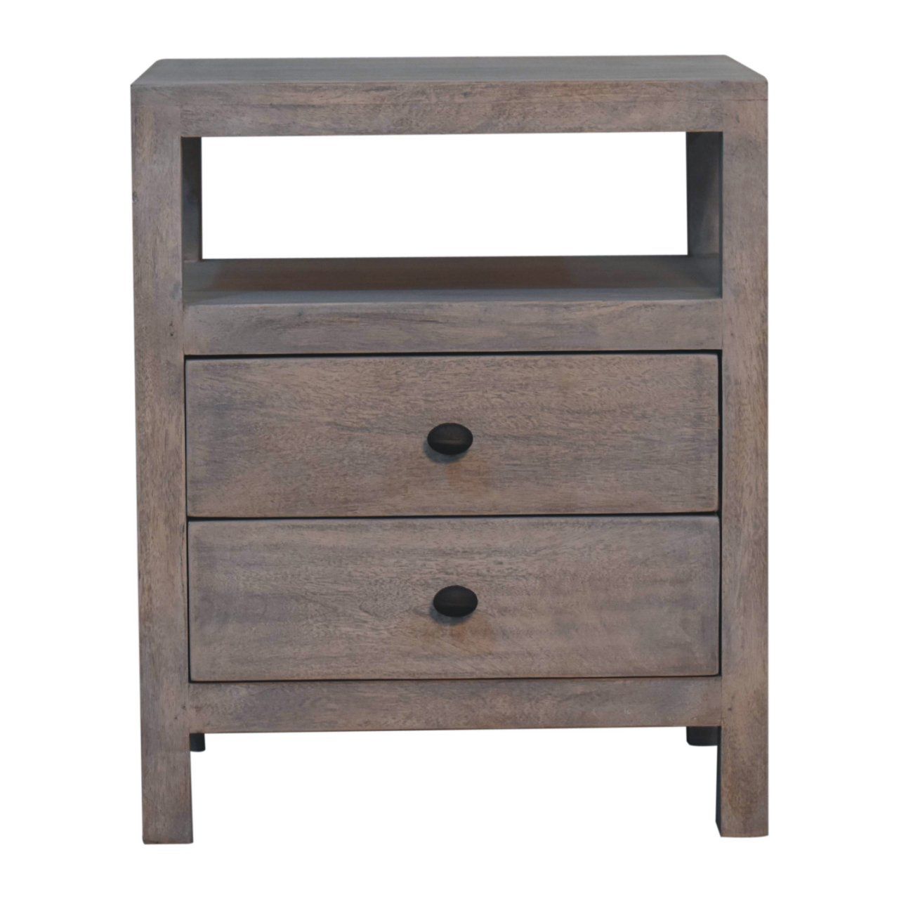 2 Drawer Open Bedside Table - Gray Ash - The Sleep Loft - Online Mattress Showroom NYC