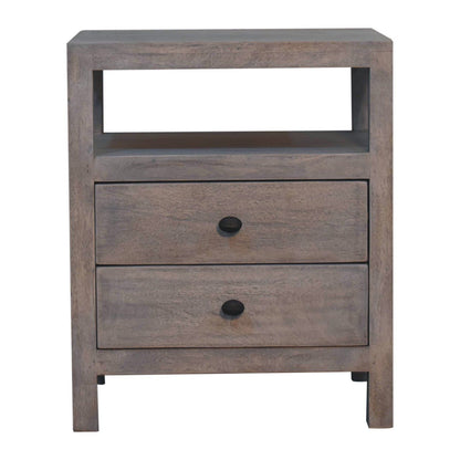 2 Drawer Open Bedside Table - Gray Ash - The Sleep Loft - Online Mattress Showroom NYC