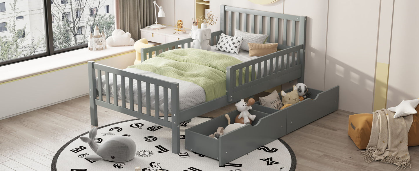 Platform Bed With Guardrails On Both Sides And 2 Storage Drawers - The Sleep Loft - Online Mattress Showroom NYC