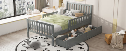 Platform Bed With Guardrails On Both Sides And 2 Storage Drawers - The Sleep Loft - Online Mattress Showroom NYC