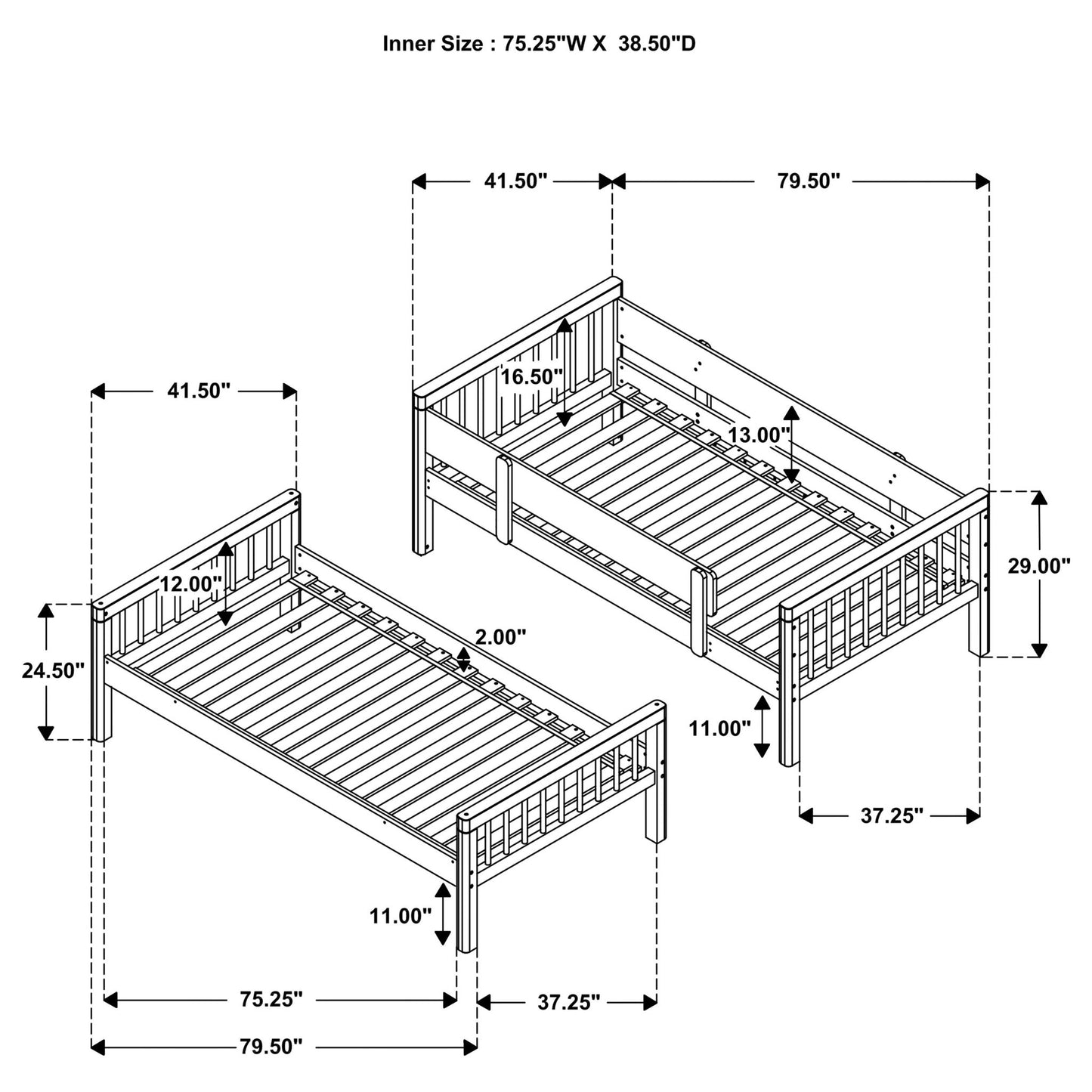 Ponderosa - Twin Over Twin Bunk Bed With Accents - Natural - The Sleep Loft - Online Mattress Showroom NYC