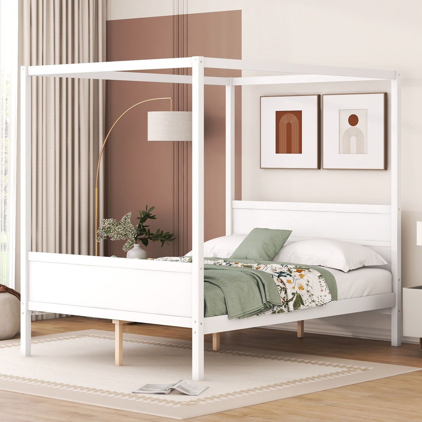 Canopy Platform Bed With Headboard And Footboard, Slat Support Leg - The Sleep Loft - Online Mattress Showroom NYC