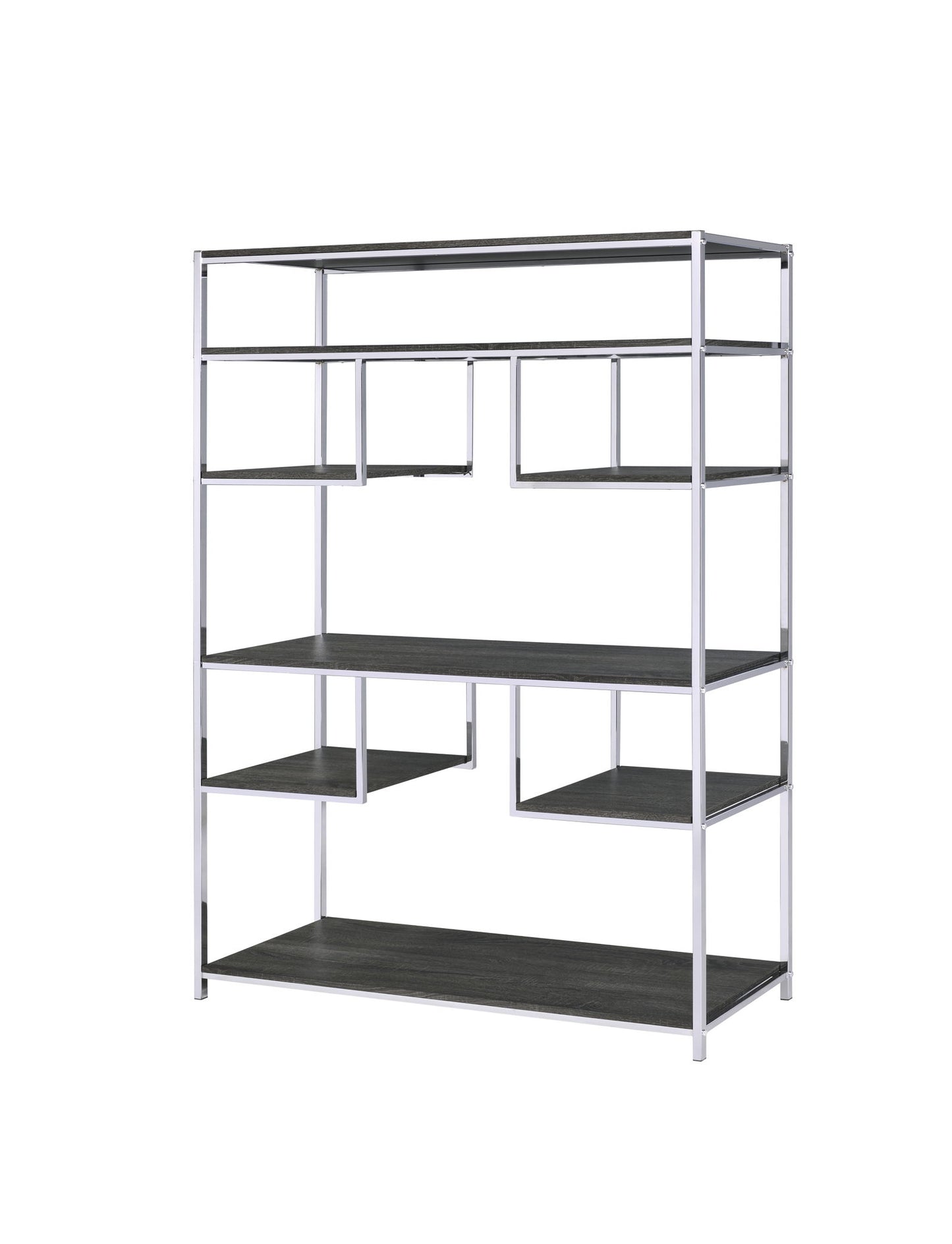 Vonara - Bookshelf - Chrome / Gray / Oak - The Sleep Loft - Online Mattress Showroom NYC