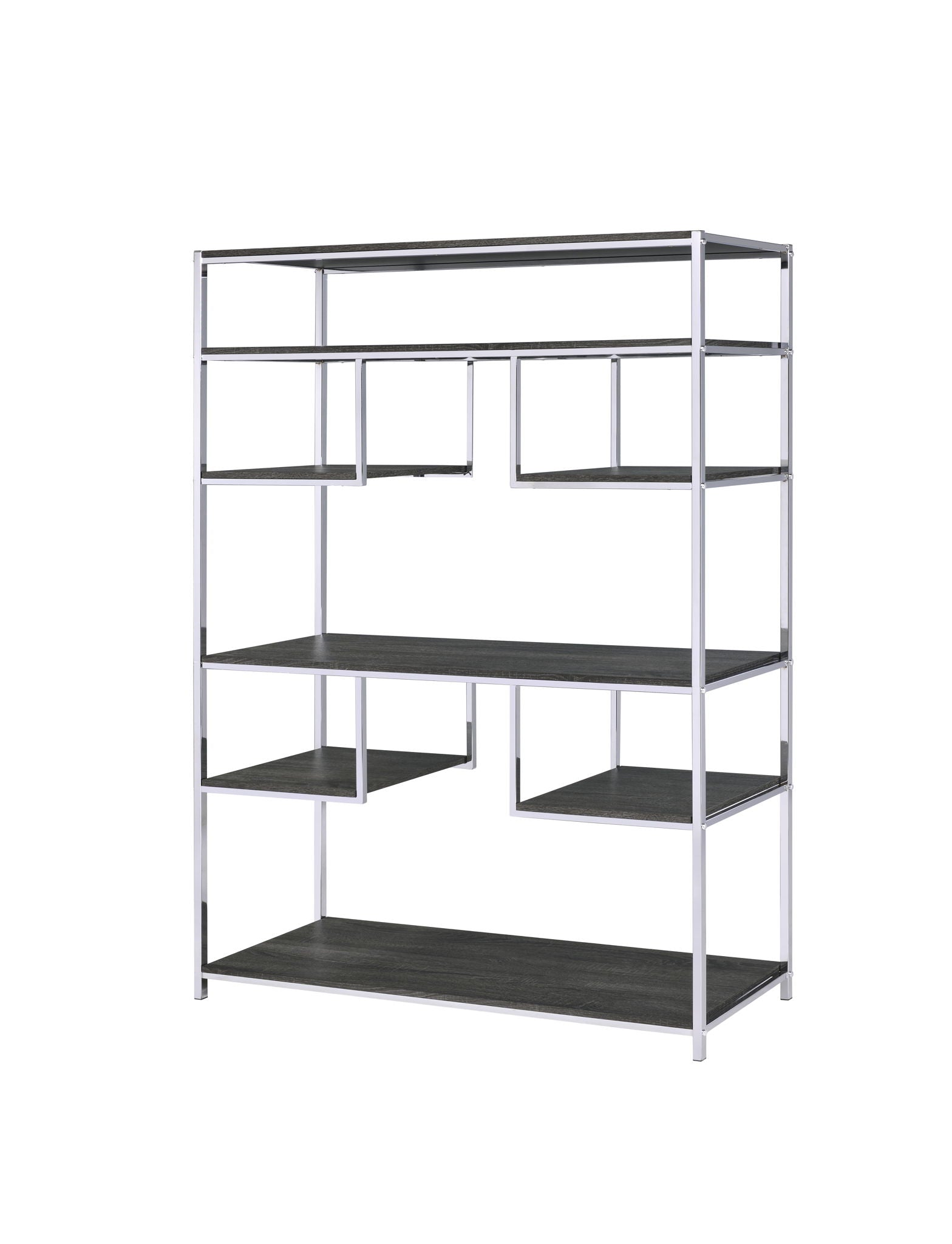 Vonara - Bookshelf - Chrome / Gray / Oak - The Sleep Loft - Online Mattress Showroom NYC