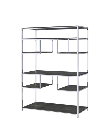 Vonara - Bookshelf - Chrome / Gray / Oak - The Sleep Loft - Online Mattress Showroom NYC