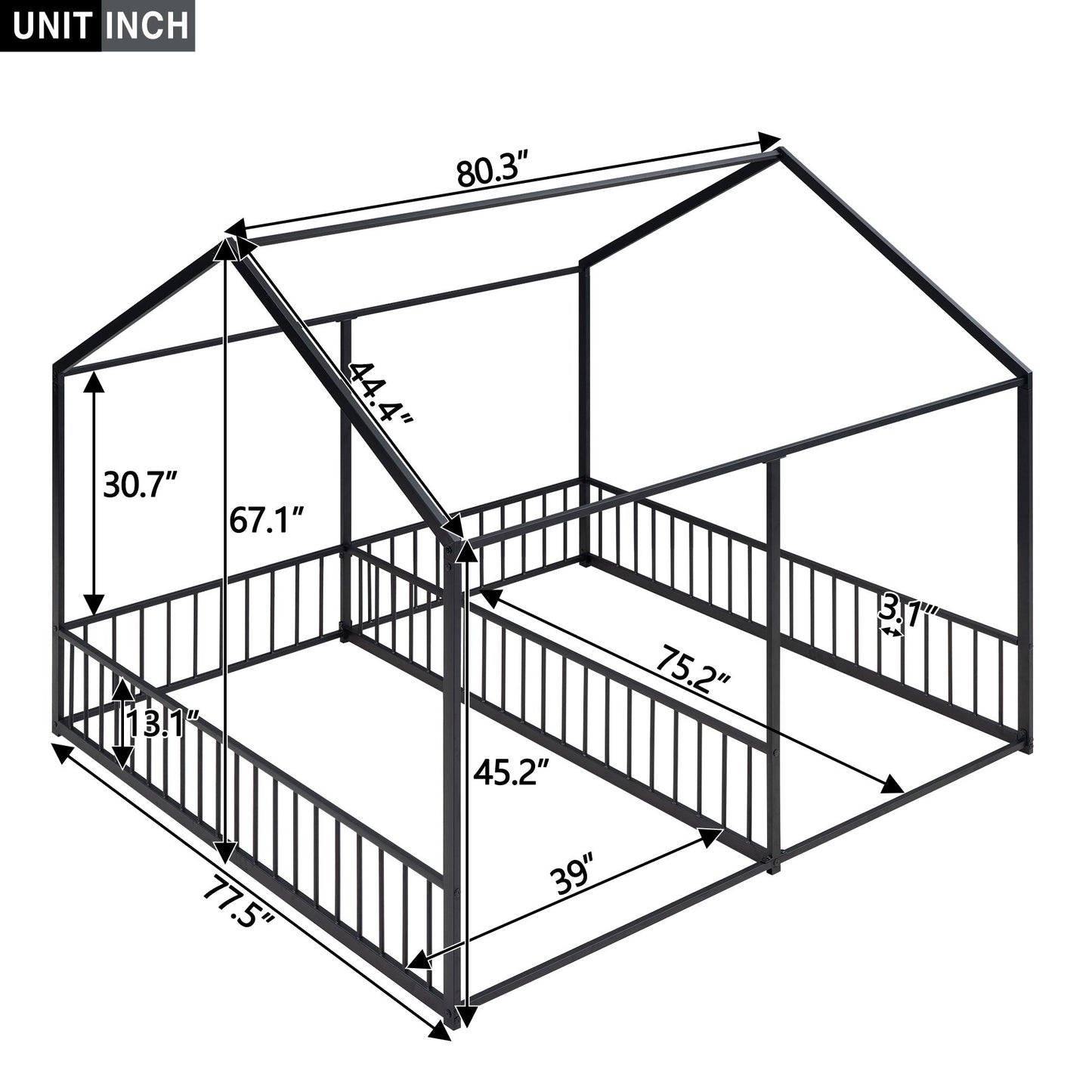 House Platform Beds, 2 Shared Beds, Metal Frame With Guardrails - The Sleep Loft - Online Mattress Showroom NYC