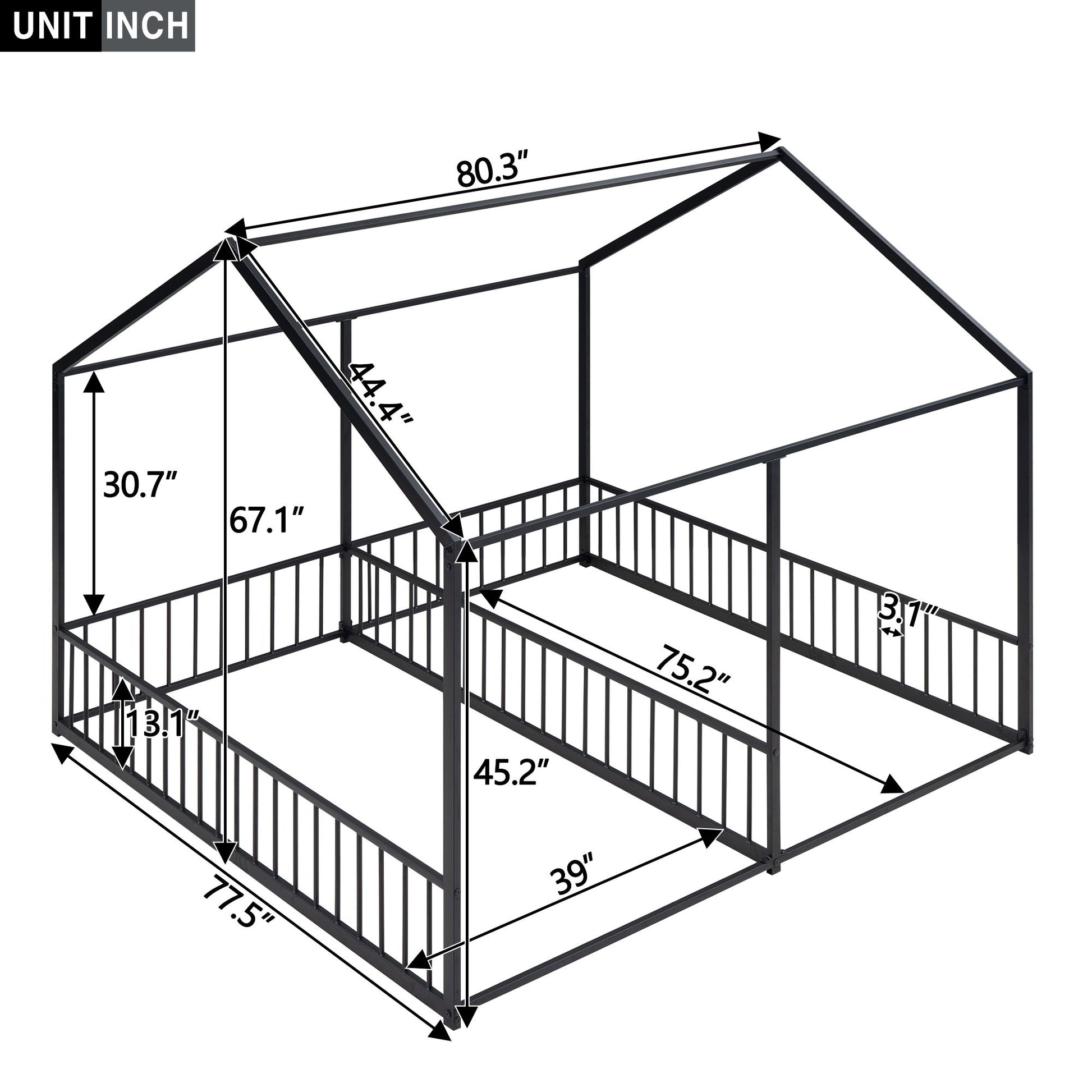 House Platform Beds, 2 Shared Beds, Metal Frame With Guardrails - The Sleep Loft - Online Mattress Showroom NYC