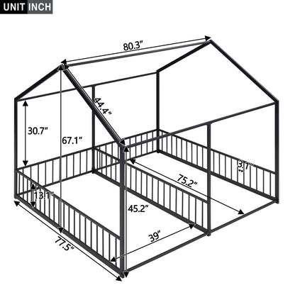 House Platform Beds, 2 Shared Beds, Metal Frame With Guardrails - The Sleep Loft - Online Mattress Showroom NYC
