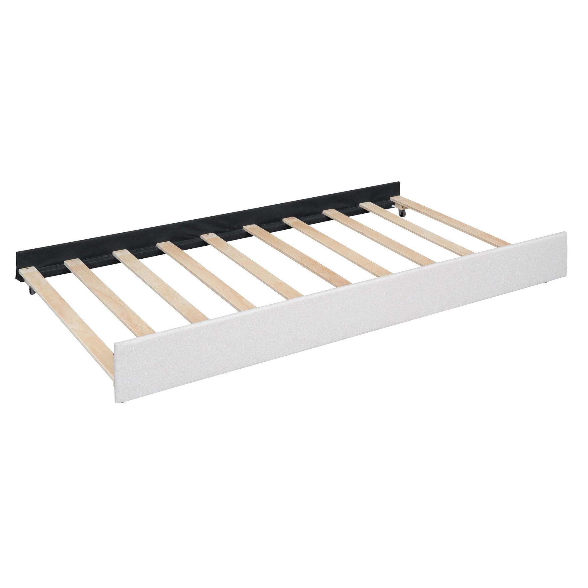 Upholstered Platform Bed With Brick Pattern Headboard And Twin Long Size Trundle - The Sleep Loft - Online Mattress Showroom NYC