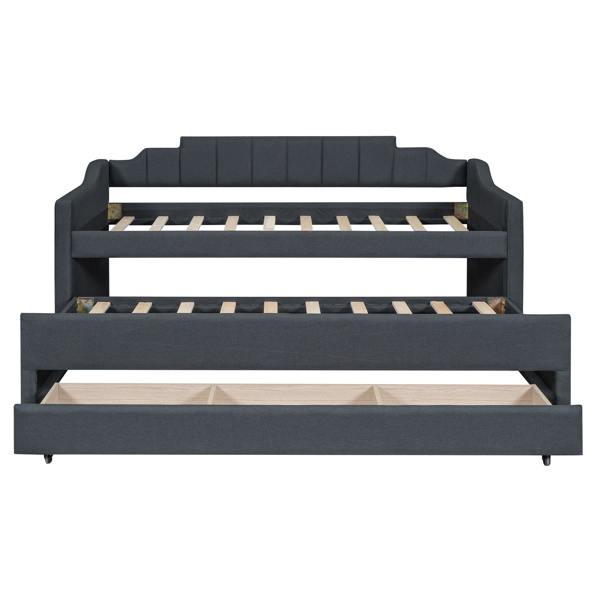 Upholstered Simple Design Daybed With Trundle And 3 Drawers - The Sleep Loft - Online Mattress Showroom NYC