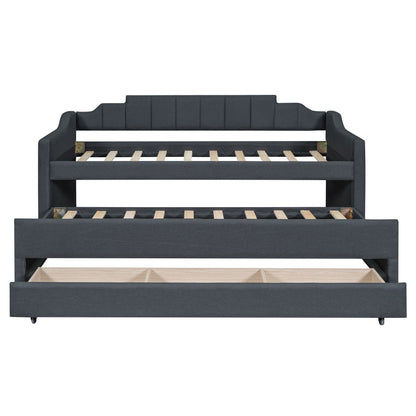 Upholstered Simple Design Daybed With Trundle And 3 Drawers - The Sleep Loft - Online Mattress Showroom NYC