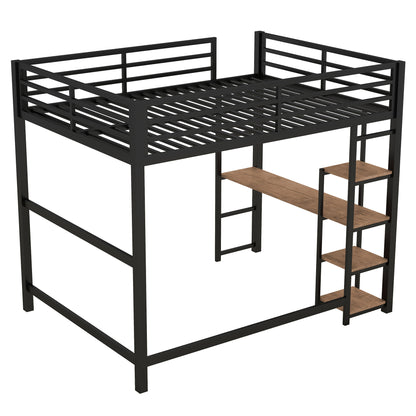 Loft Bed With Built In Desk And Storage Shelves, Full Size - Black - The Sleep Loft - Online Mattress Showroom NYC