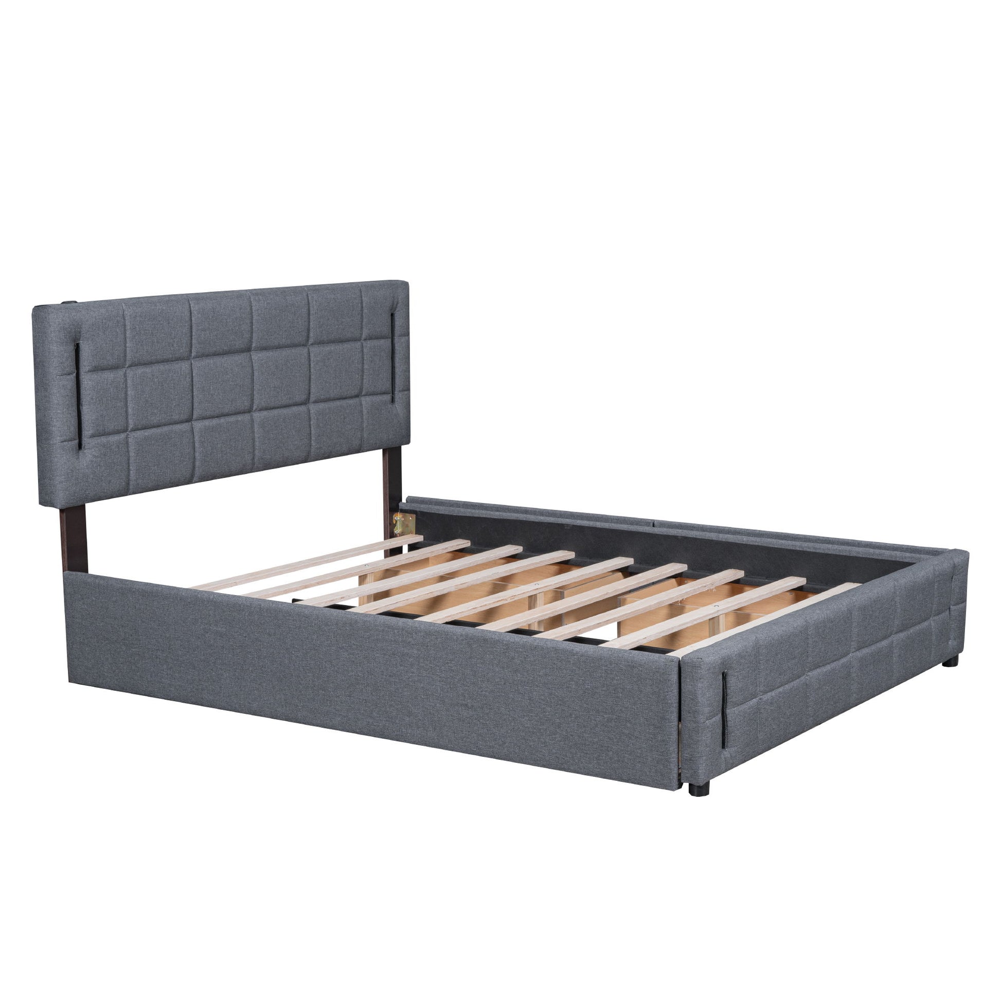 Upholstered Platform Bed With Trundle & Drawers - The Sleep Loft - Online Mattress Showroom NYC
