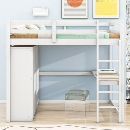 Loft Bed With Built In Wardrobe, Shelves And Drawers - The Sleep Loft - Online Mattress Showroom NYC